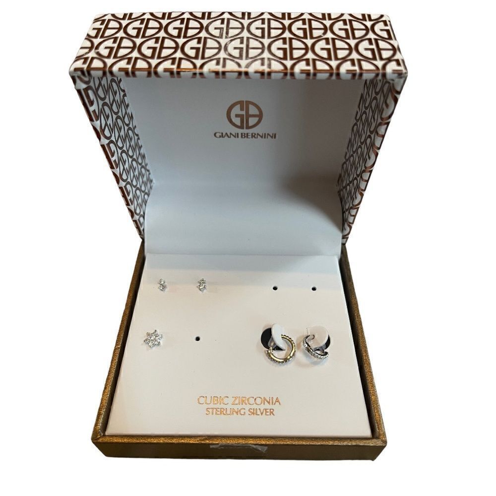 GIANI BERNINI 2 Pc. Set Cubic Zirconia Stud & Hoop Earrings in Sterling Silver